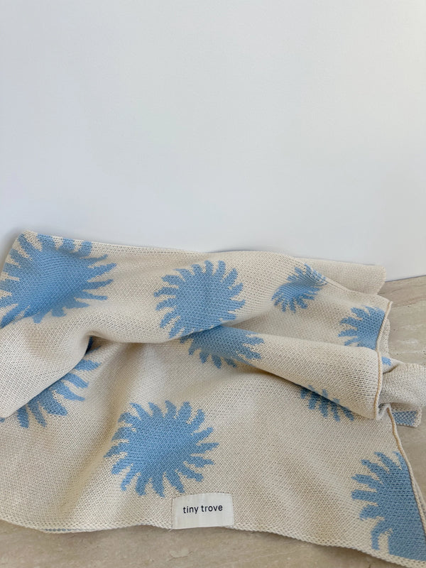 Solar Knitted Blanket - Cream/Sky