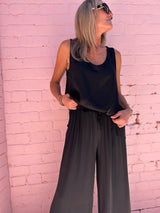 Silk Blend Pant - Black