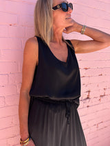 Silk Blend Singlet - Black