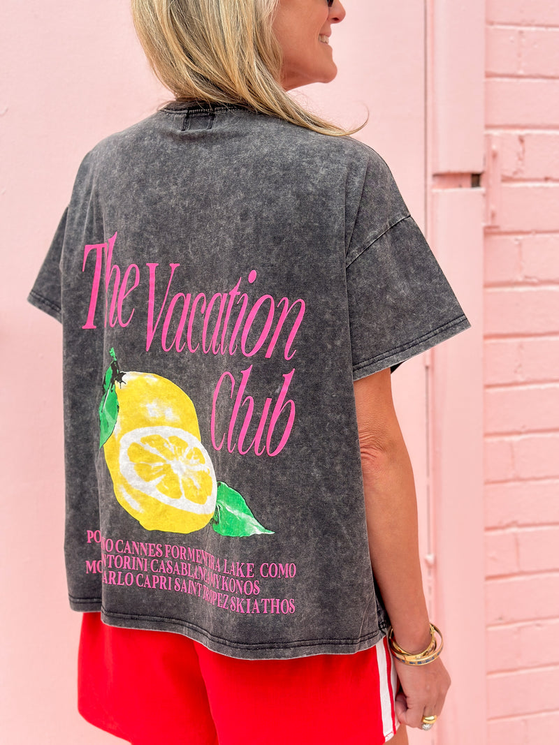 Vacation Club Tee - Acid Wash Black