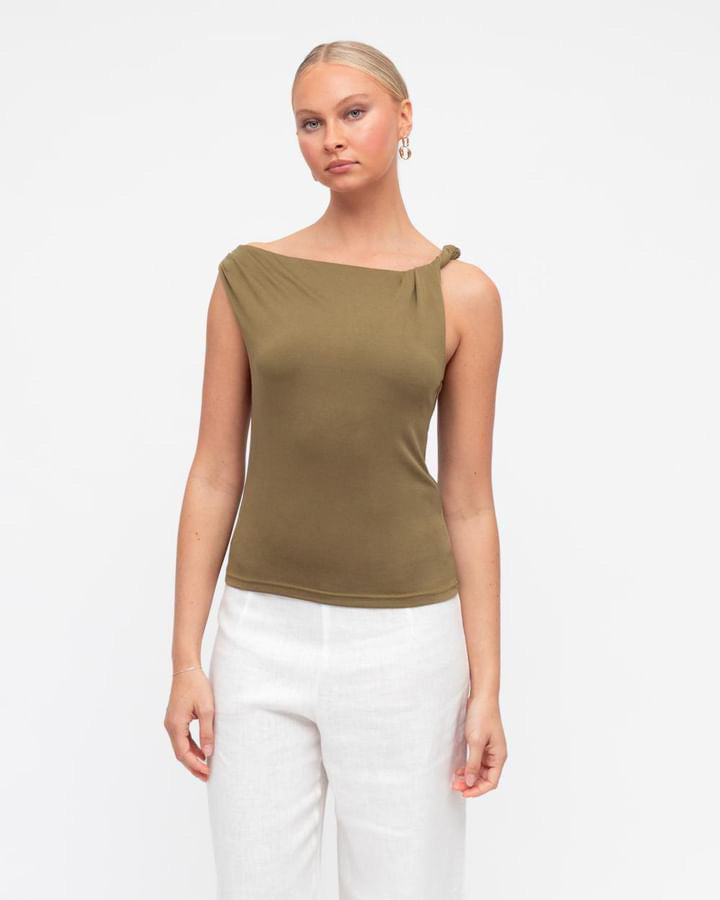 Asymmetrical Olive Top