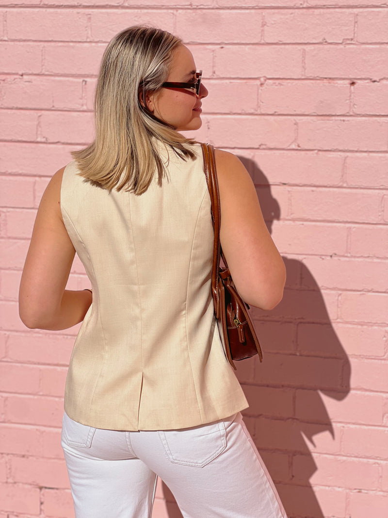 Darcy Crew Vest - Cream