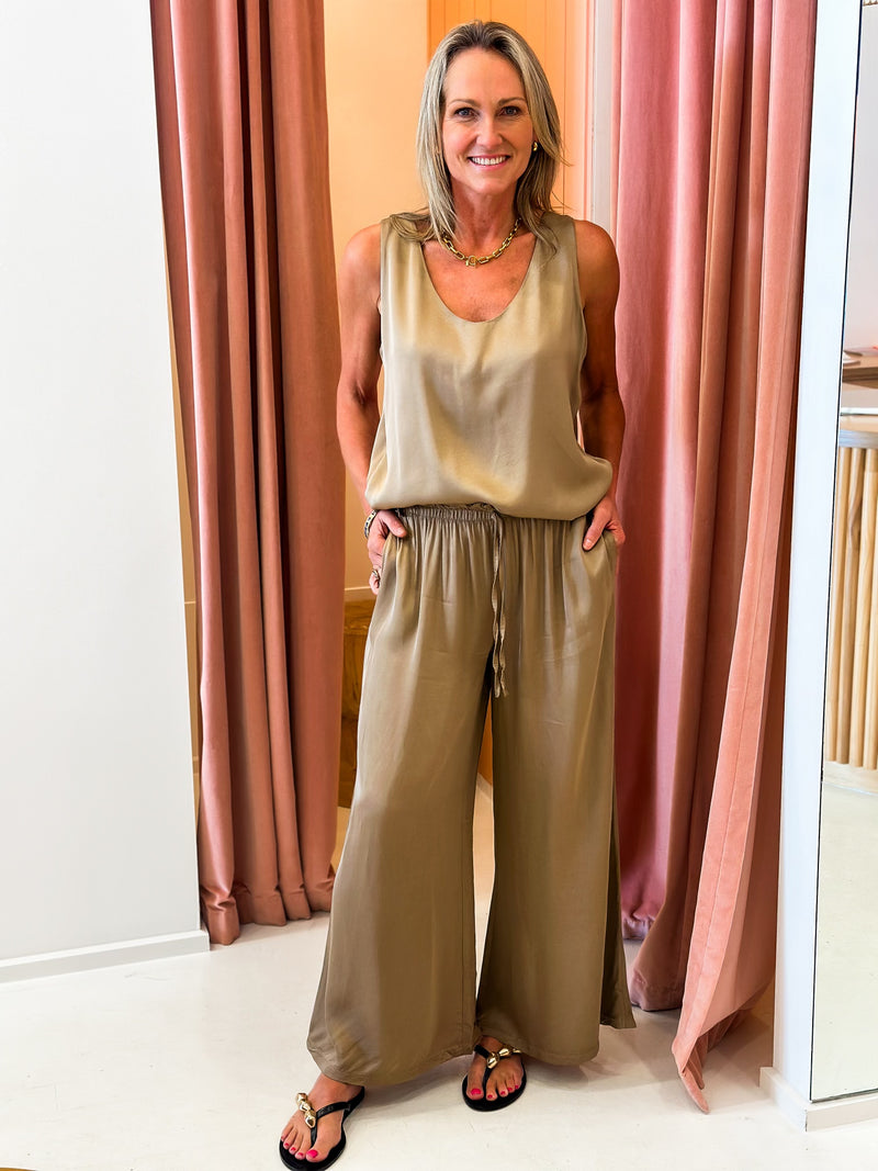 Silk Blend Pant - Mocha