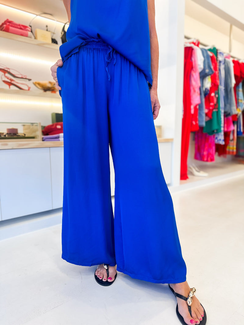 Silk Blend Pant - Royal Blue