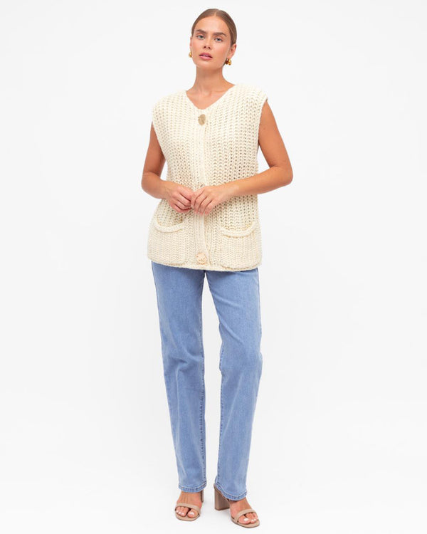 Madison Knit Vest - Cream