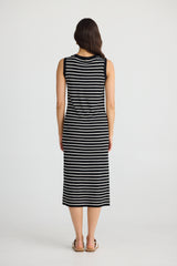 Squad Dress - Black w Ecru Stripe