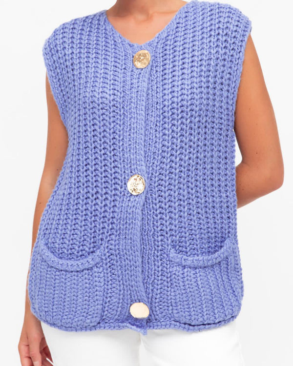 Madison Knit Vest - Powder Blue