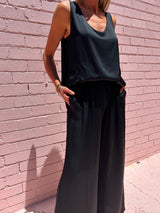 Silk Blend Singlet - Black