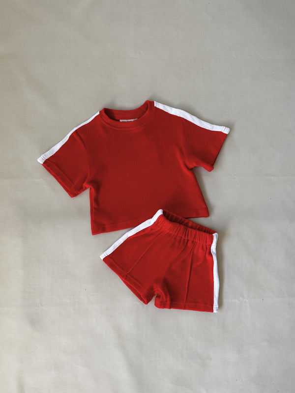 Atlas Cotton Terry Towelling Set - Apple Red