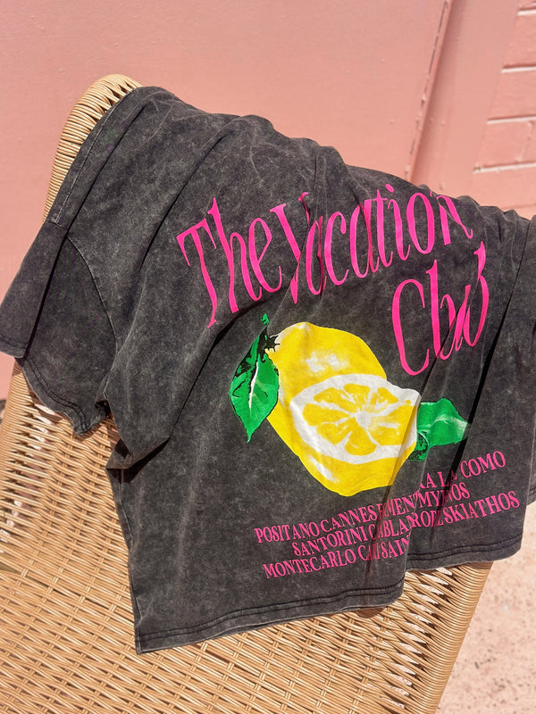 Vacation Club Tee - Acid Wash Black