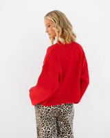 Bow Knit Jumper - Red/Pink