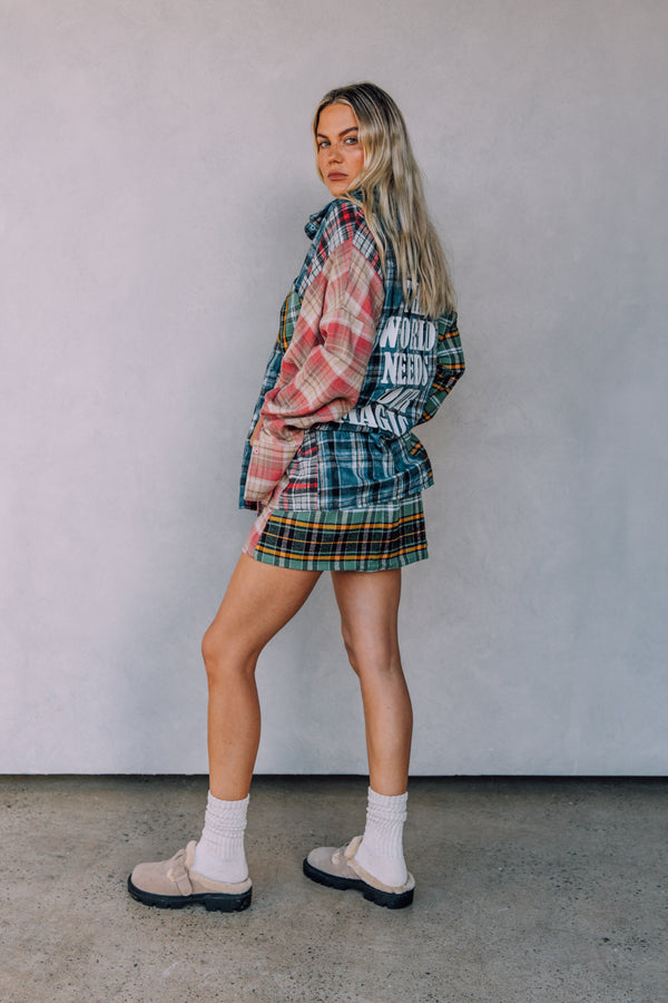You're Magic Flannel Skirt Pink/Green