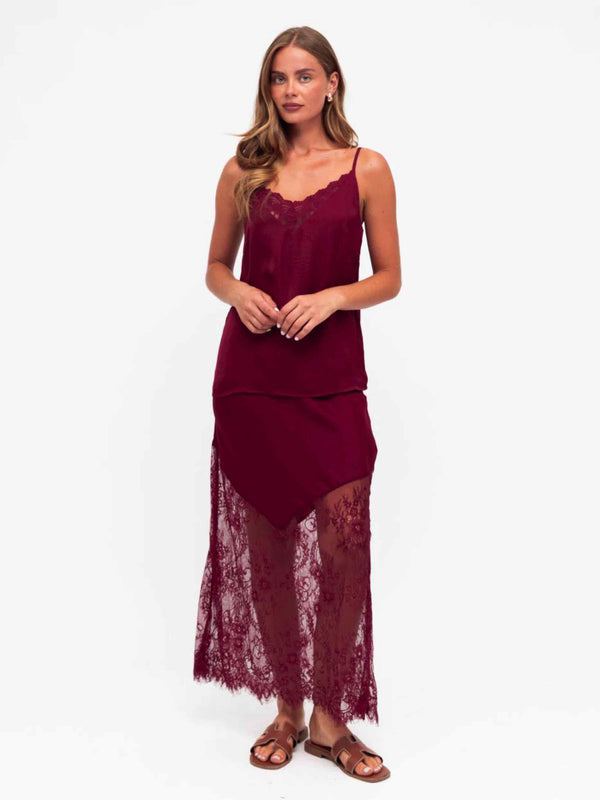 Sophia Lace Skirt - Wine