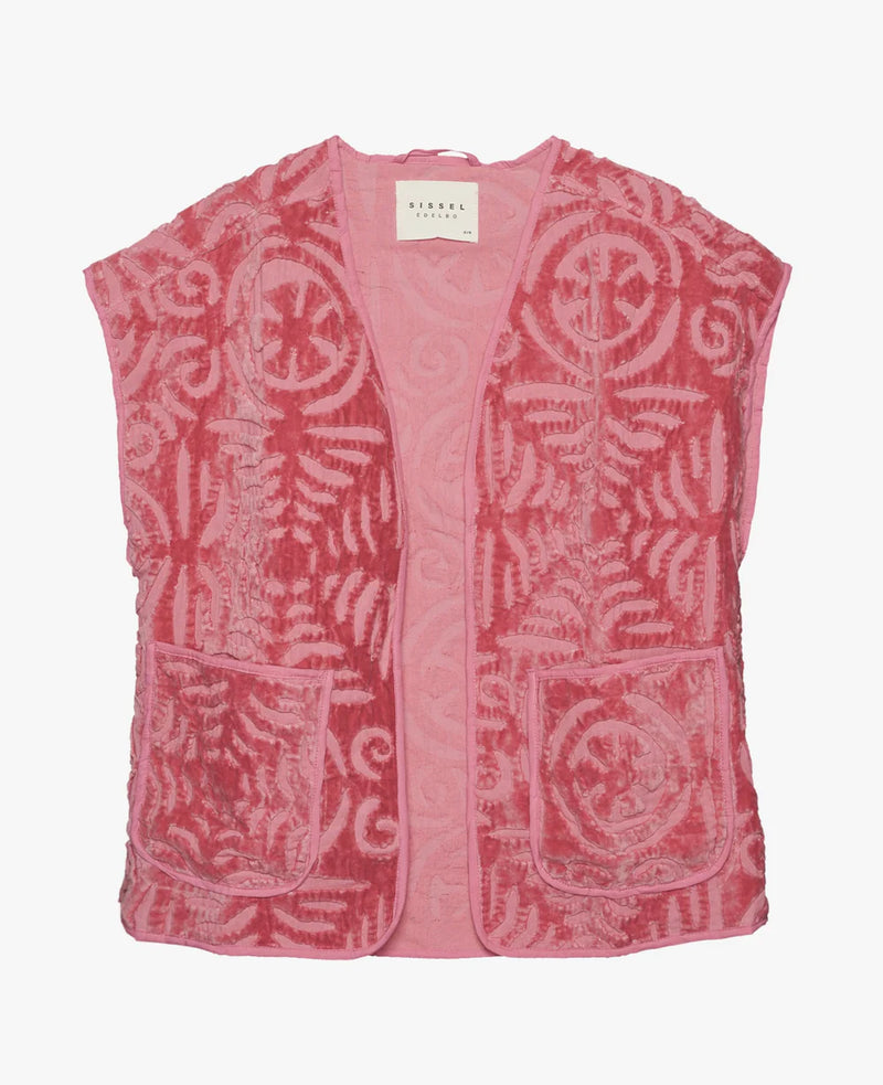 Vida Velvet Blanket Vest - Pink - pre:order