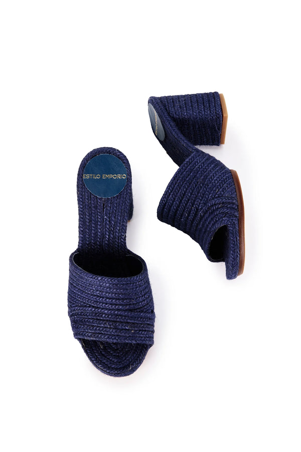 Woven Jute Mule - Navy