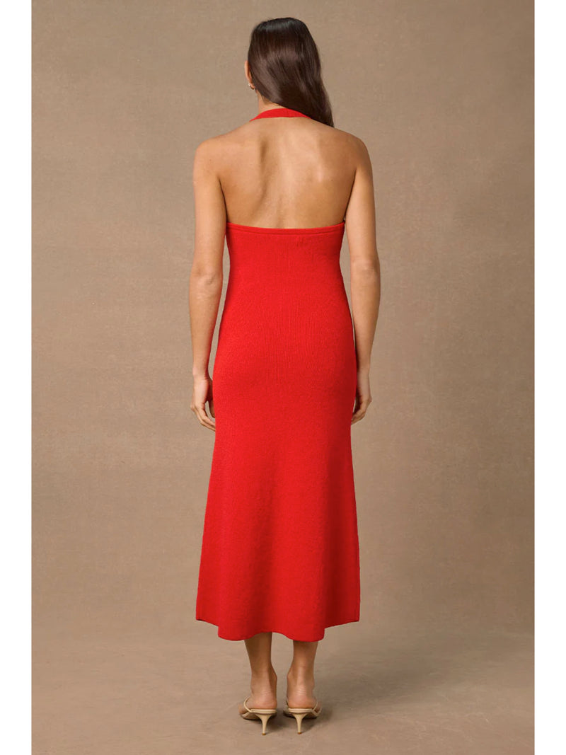 COWRIE KNIT DRESS - SIREN RED