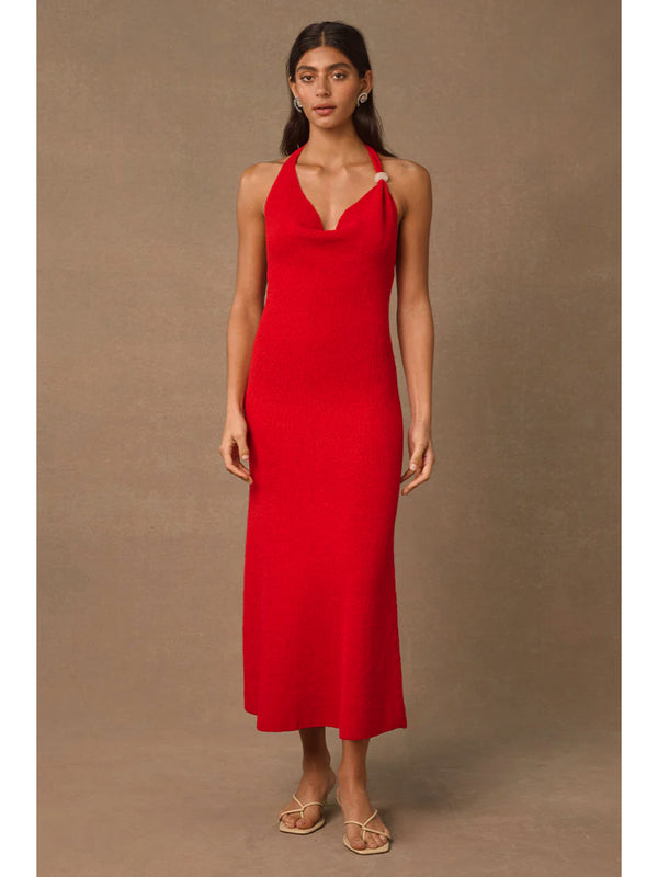 COWRIE KNIT DRESS - SIREN RED