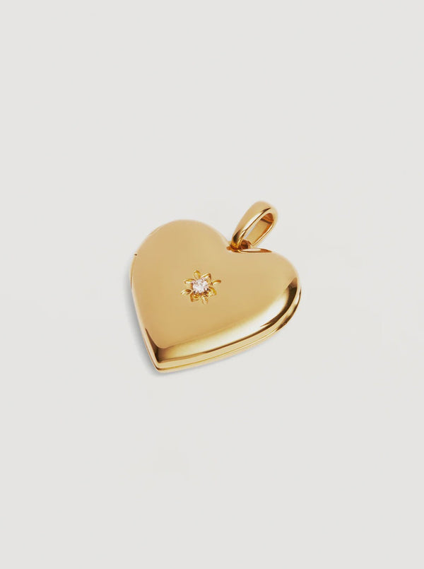 Large Heart Lotus Locket Pendant -18k Gold Vermeil