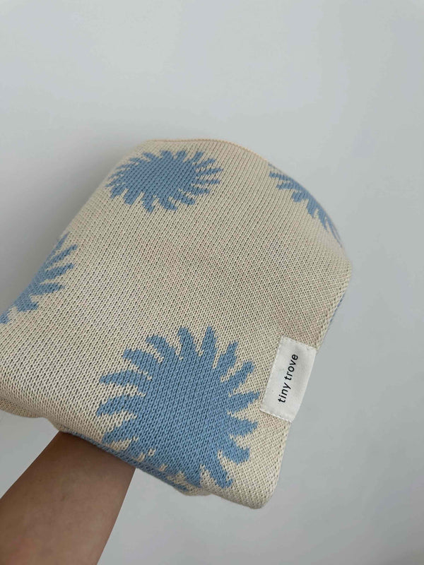 Solar Knitted Blanket - Cream/Sky