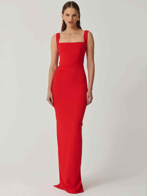 Marbella Gown - Cherry Red