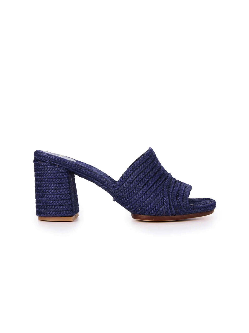 Woven Jute Mule - Navy