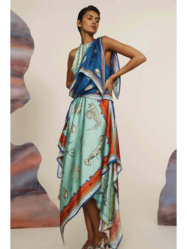 Surrealist Summer Scarf Midi dress