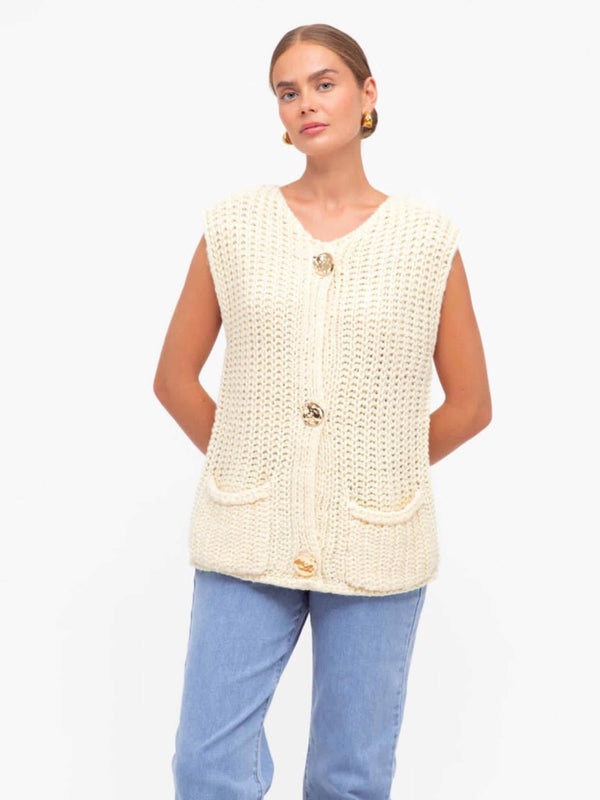 Madison Knit Vest - Cream