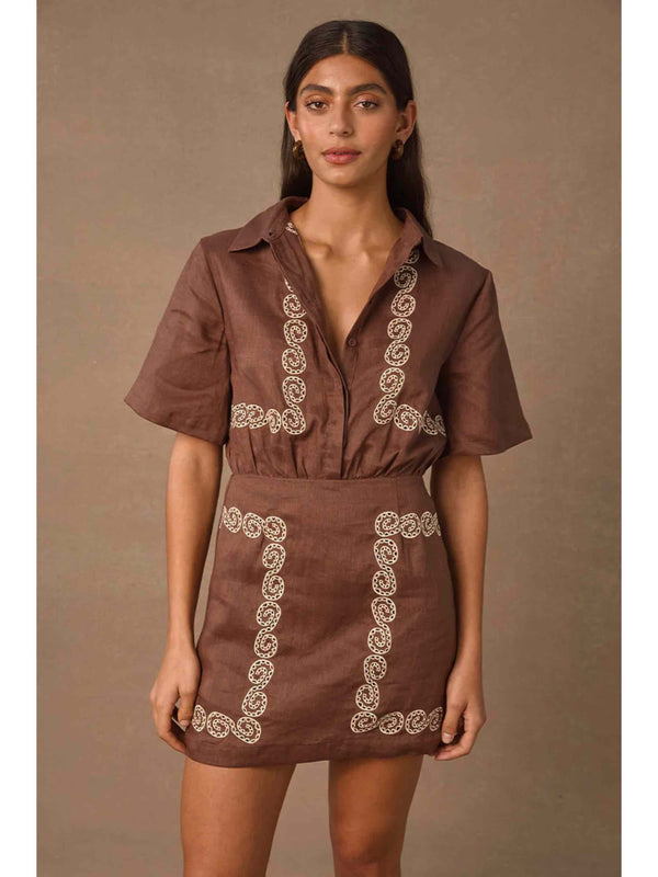 ORA SHIRT DRESS - COCAO AND BISCUIT