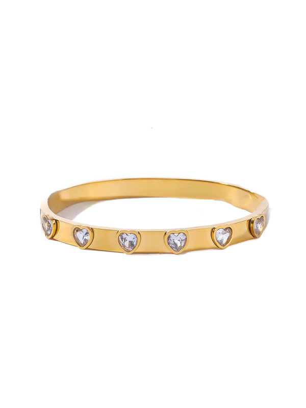 Crystal Heart Bangle - Crystal