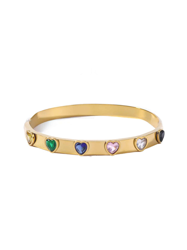 Crystal Heart Bangle - Multi