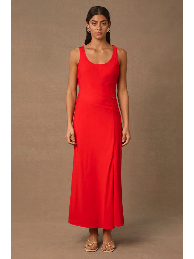 REVERIE MIDI DRESS - SIREN RED