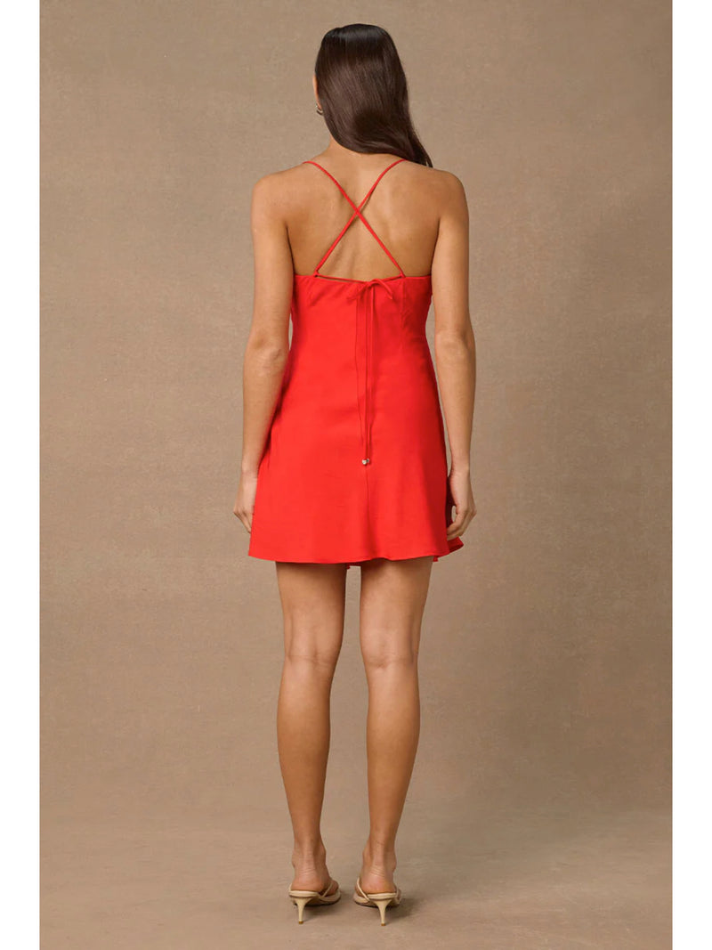 REVERIE MINI DRESS - SIREN RED