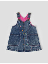 PENELOPE FRUITY DENIM PINAFORE DRESS