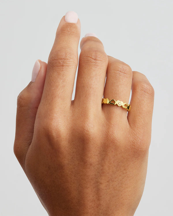 Connected Hearts Ring - 18k Gold Vermeil